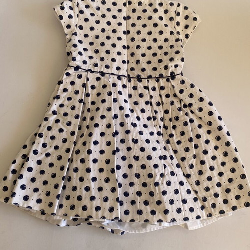 Mayoral dress size 4-5 years (110 cm) like new, white with dark blue polka dots