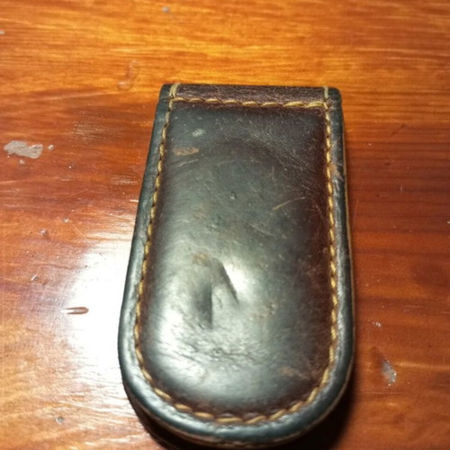 Leather magnetic money clip used