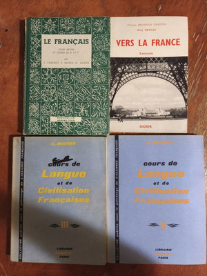 French language learning books used with wear and markings