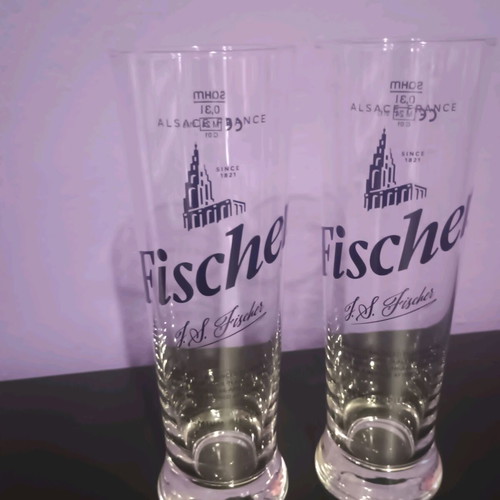 Fischer beer glass set of 2 0.3lt brand new unused