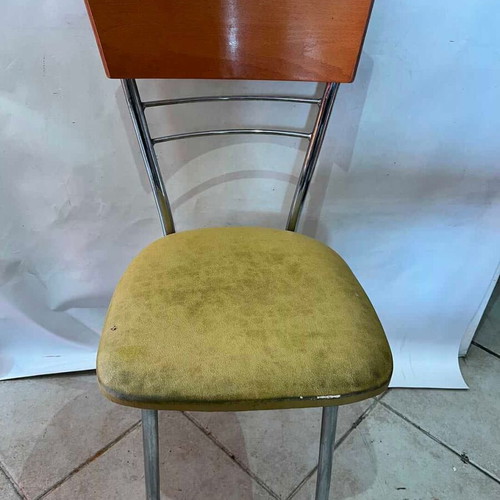 Set of 4 metal chairs with leatherette seats used