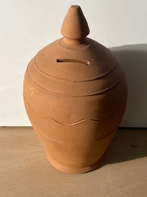 Handmade clay piggy bank 25cm height No5 new