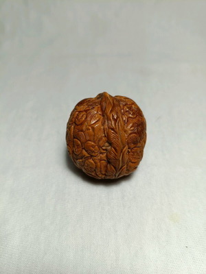 Handcarved Walnut Decoration with Faces and Details, New