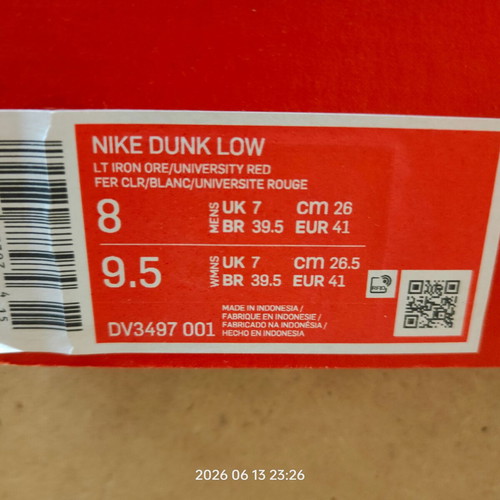 Nike Dunk Low No. 41 new, LT Iron Ore/University Red
