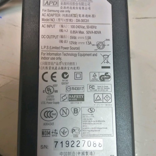 Samsung power supply DA-30C01 like new 12V 1.5A output