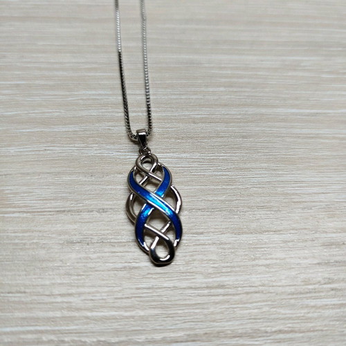 Steel pendant new with blue enamel