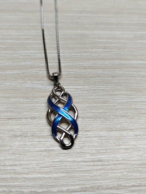 Steel pendant new with blue enamel