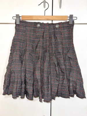 Καφέ γκρι καρό μίνι φούστα σε Α γραμμή XS σαν καινούργια