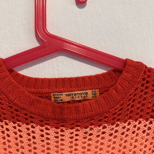 Terranova Kids knitted sweater for girls, size 4-5 years, red and pink stripes