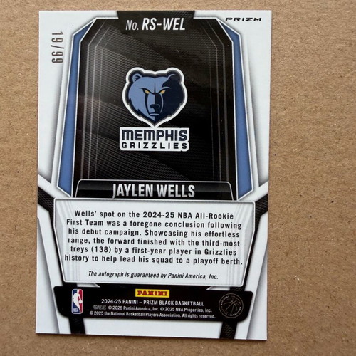 Panini Prizm Rookie Jaylen Wells Autograph like new /99