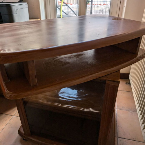 TV table used with wheels and glass door