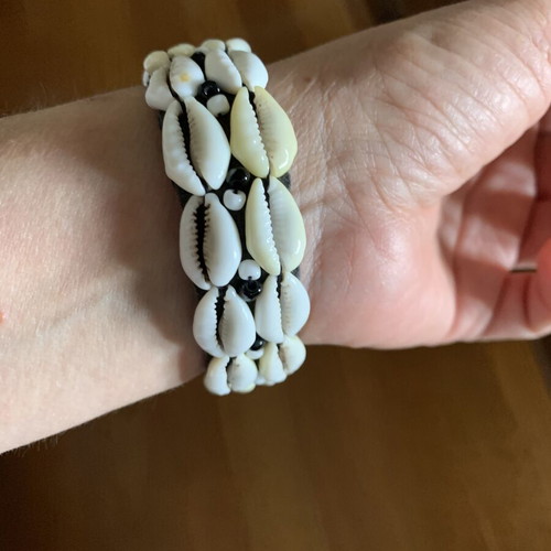 Shell bracelet handmade, new, boho style, 22 shells on fabric