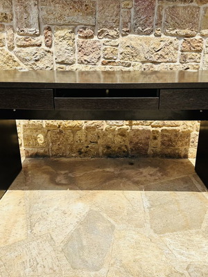 Desk Oak Black with Two Drawers and Trackpad Keyboard Base like new