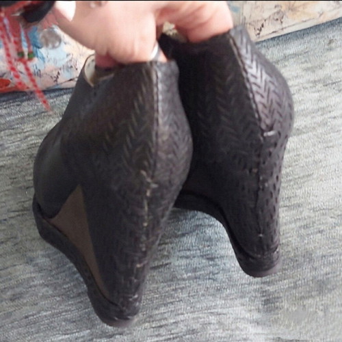 Leather boots like new, black and brown, 10 cm heel