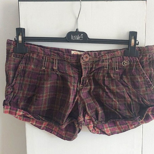Eva by Moritz short plaid shorts, size Large, brown and red