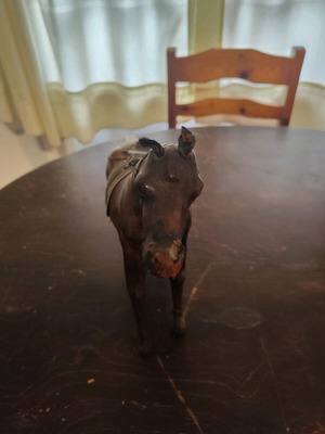 Wooden handmade horse used with wear, African rosewood