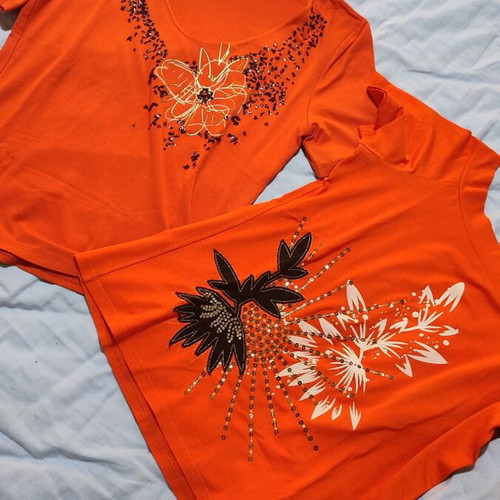 Summer blouses size L like new, with beads and sequins, set of 2
