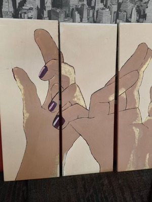 Canvas triptych painting like new, modern art with neutral tones