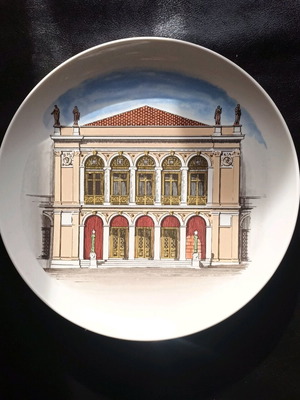 Ionia Ellas collectible commemorative plate like new with Patras Municipal Theater 1984
