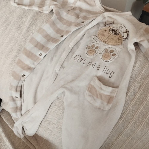 Baby rompers set with striped 12-month and velour romper