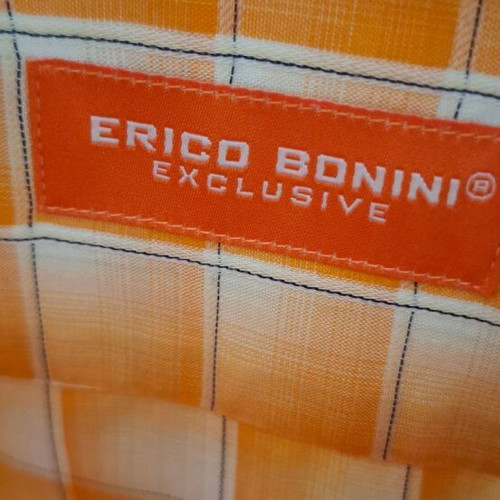Erico Bonini short sleeve shirt xl checkered orange like new