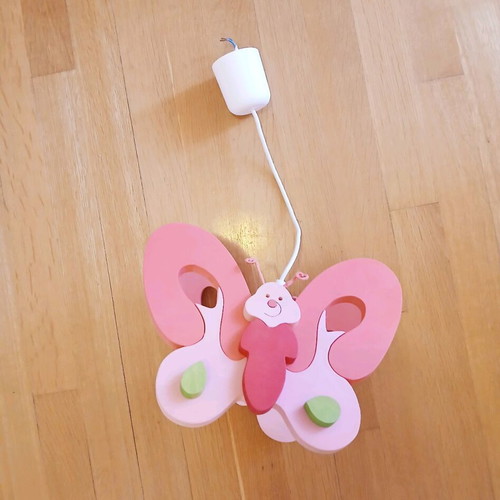 Wooden children's ceiling light with butterfly shape
