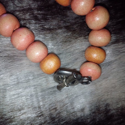 Orange long wooden necklace like new