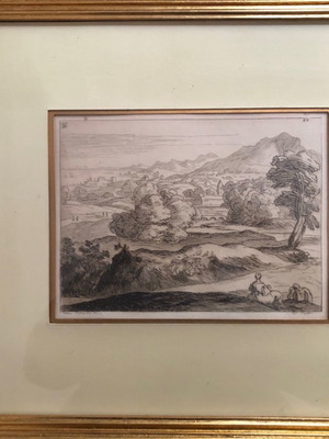 Decorative silk screen printing used 24x17 landscape