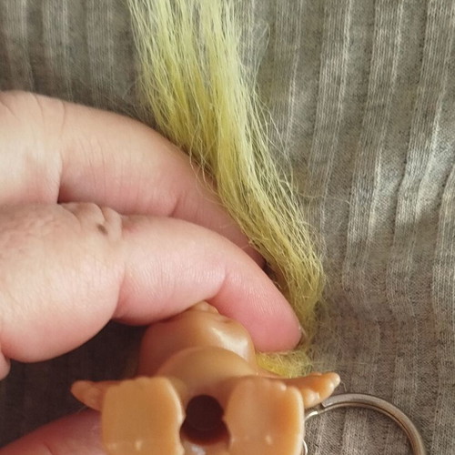 Vintage Evhoulis keychain used, yellow, pencil decor