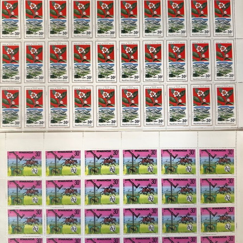 Set of 16 full sheets of Republique Rwandaise stamps, 1970s, MNH