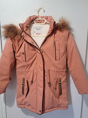 Energiers thick pink jacket with hood for 10 years old, 140 cm like new