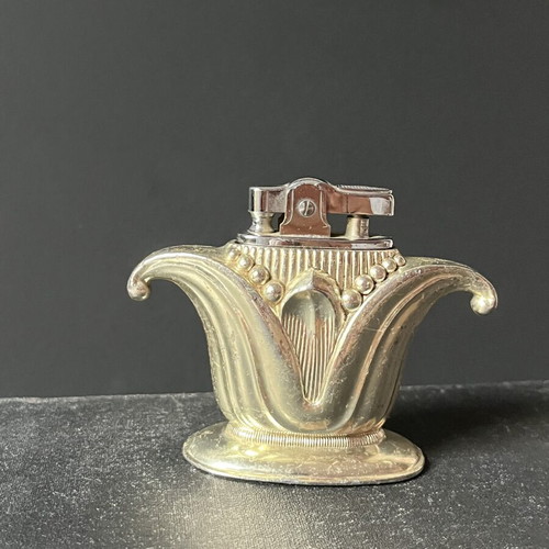Vintage petrol table lighter gold plated, used, 1950s-60s
