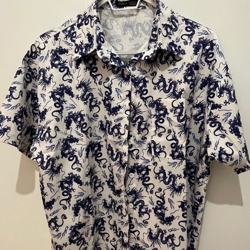 Dragon short-sleeve shirt new, size M-L, blue print