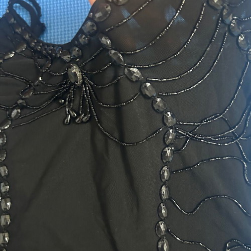 Y2K Vintage Black Mesh Beaded Corset-Like Women’s Top Size XS/S Like New