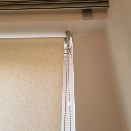 Complete roller curtain rod system like new with double panels
