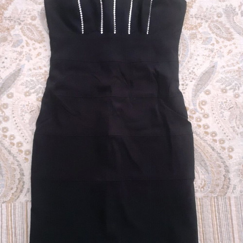 Women's fabric strapless dress size S like new, black