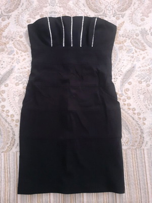 Women's fabric strapless dress size S like new, black