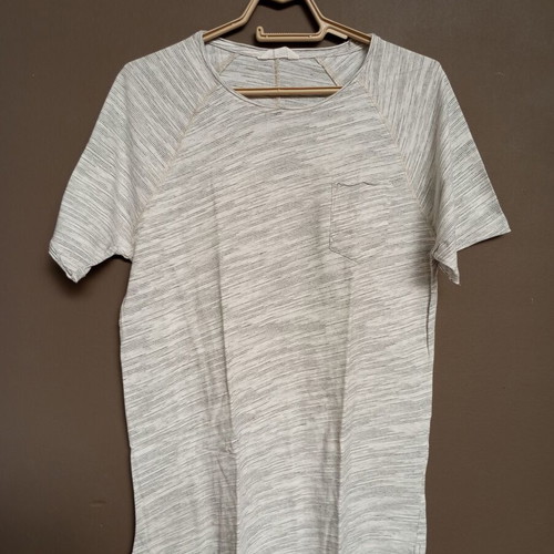 LCW Casual men's t-shirt with pocket, off-white melange, slim fit M/L