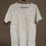 LCW Casual men's t-shirt with pocket, off-white melange, slim fit M/L