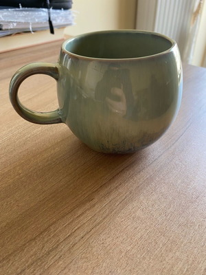 Salt and Pepper ceramic mug like new, green with glossy finish