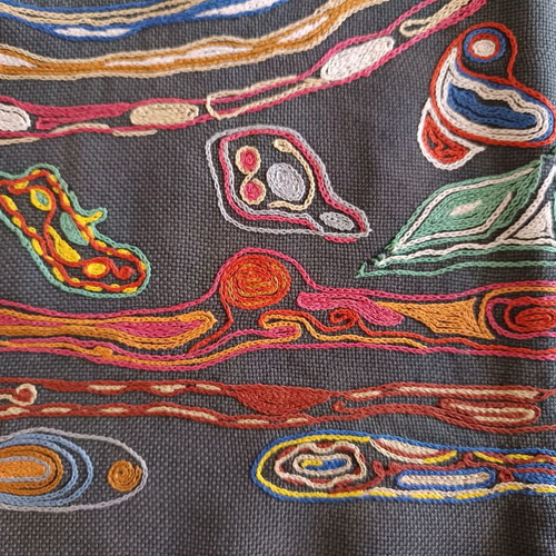 Vintage ethnic Mexico Nierika handmade table linen used