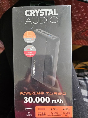 Powerbank CRYSTAL AUDIO 20W 30000mAh Μαύρο καινούργιο