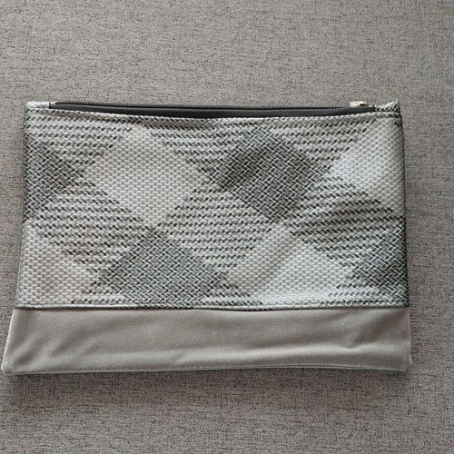 Handmade gray clutch bag from leatherette and velour new