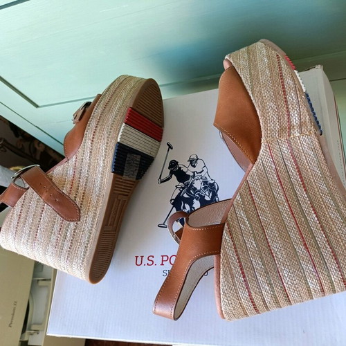 U.S. Polo Assn. platform sandals used, brown, size 40