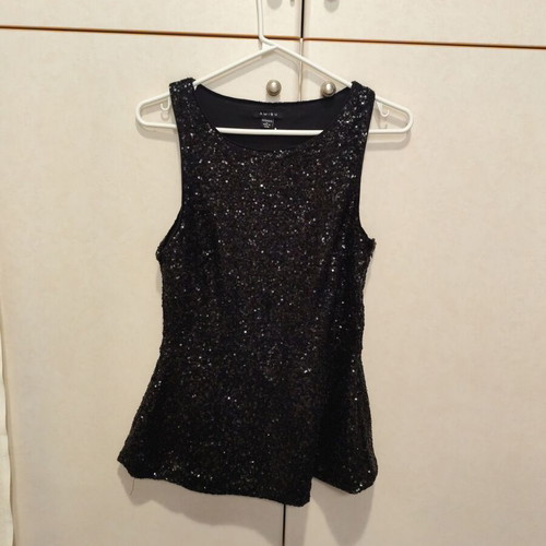 Amisu peplum blouse black with sequins like new, size S