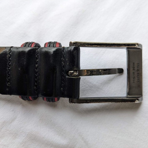 Intervista men's belt used, leather, black and red, size 105