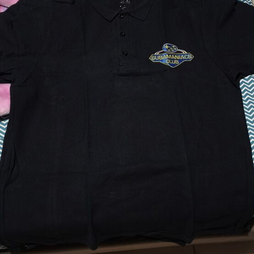 Subaru Subamaniacs Team Polo Shirt used, size Large, black