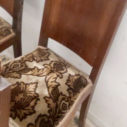 Chairs set of 4 used from 1940-1950 solid walnut wood