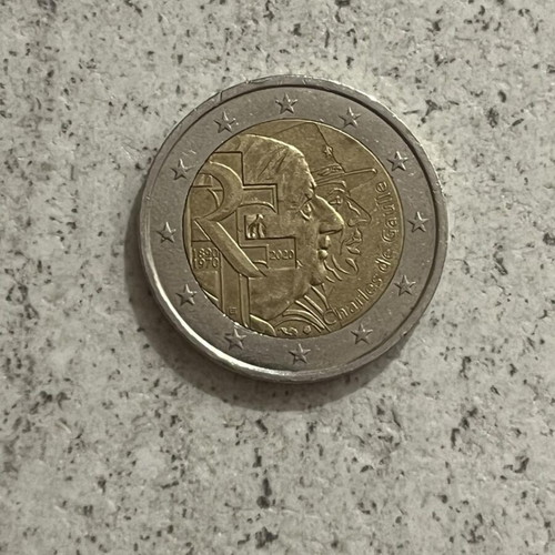 Commemorative France 2 Euro Coin with Charles de Gaulle used