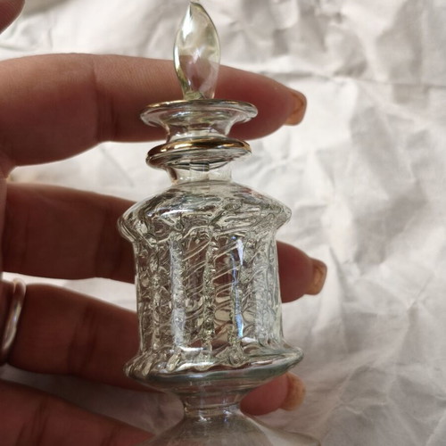 Vintage handmade glass perfume bottles used, pair